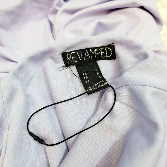 NEW Revamped Lilac Purple Ruched Low Back Mini Dress Size Small - Picture 7 of 10